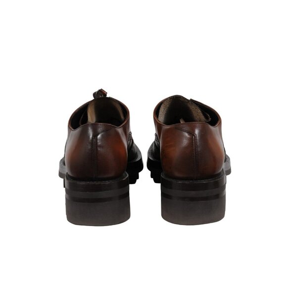 Prada Mens Oxfords US9 UK8 Brown Leather Medallion Wingtip Shark Tooth Brogues - Picture 6 of 11